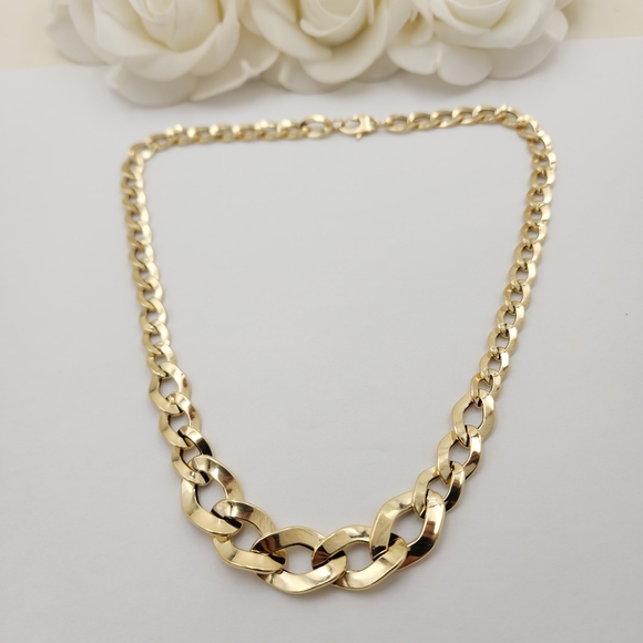 Real 14k Gold Fancy Cuban Necklace - 18 Inches - Picture 3 of 7